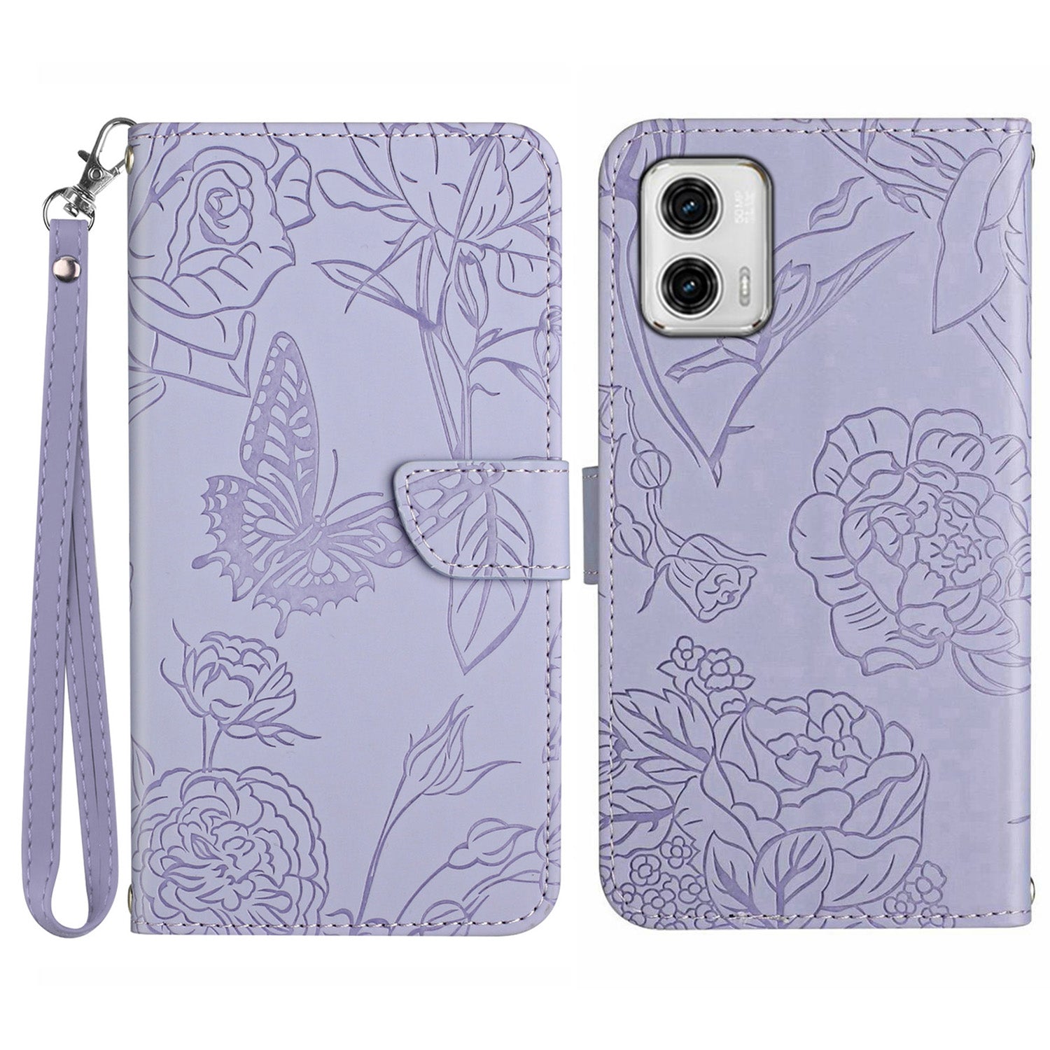 HT03 pro Motorola Moto G73 5G dotykový magnetický stojánek na telefon Pouzdro na telefon s potiskem motýlích květů s popruhem HT03 pro Motorola Moto G73 5G dotykový magnetický stojánek na telefon Pouzdro na telefon s potiskem motýlích květů s popruhem